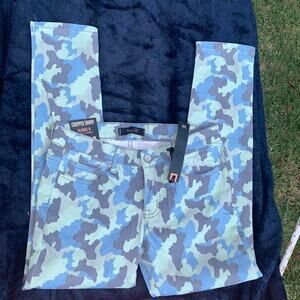 NWT LIGHT BLUE & GREEN CAMO CAMOUFLAGE JEANS 3